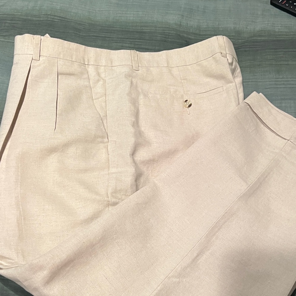 Club Room Men's Light Tan Linen Pants, W40 L 29